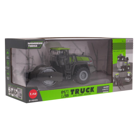 Metalinė asfalto lyginimo transporto priemonė juodos ir žalios spalvos