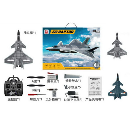 R/C valdomas RAPTOR-J20 naikintuvas
