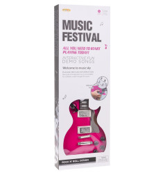 Elektrinės gitaros ir mikrofono rinkinys rožinis