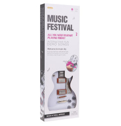 Elektrinės gitaros ir mikrofono rinkinys, baltas