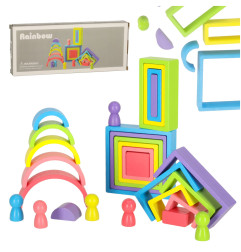 Vaivorykštės montessori mokomosios medinės kaladėlės