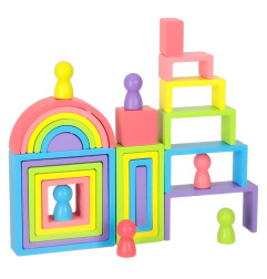 Vaivorykštės montessori mokomosios medinės kaladėlės