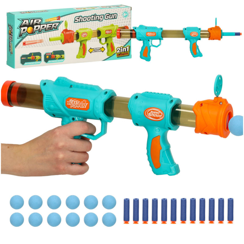 "Nerfy 2-in-1" mėlynas šovinių pistoletas "Nerfy 2-in-1" mėlynas šovinių pistoletas