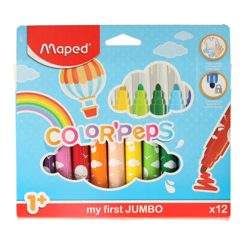 "Jumbo" spalvoti žymekliai 12 vnt.