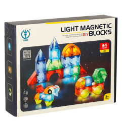 3D šviečiantis magnetinis konstruktorius 32 detalės