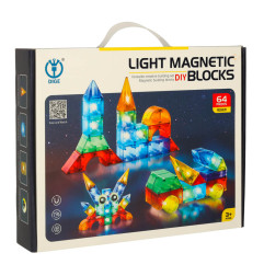 3D šviečiantis magnetinis konstruktorius 64 detalės