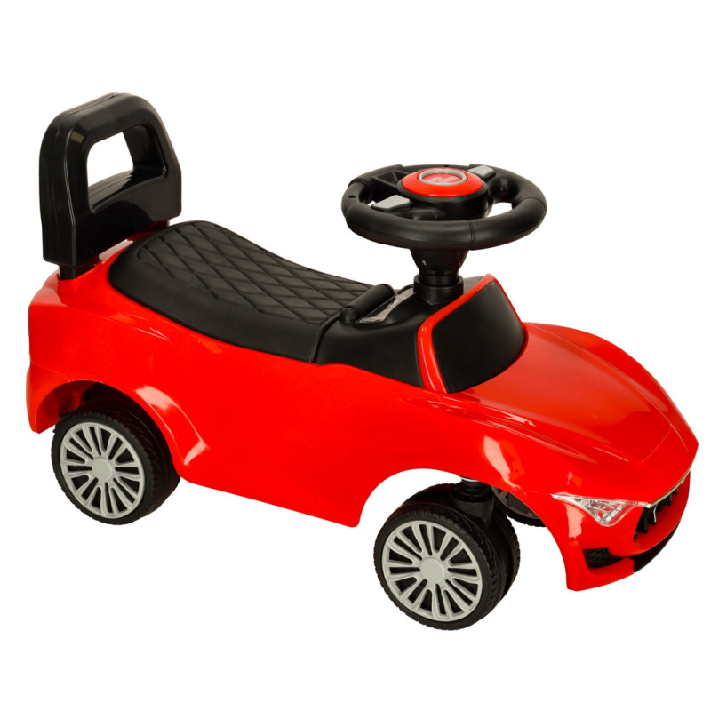 Paspiriamas automobilis su garsais ir šviesomis raudonas Paspiriamas automobilis su garsais ir šviesomis raudonas