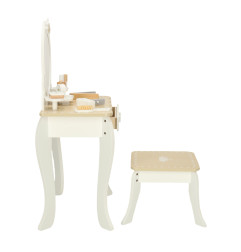 Vaikiškas medinis tualetinis makiažo staliukas su priedais baltos spalvos
