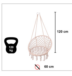 Pakabinamas krėslas su XXL pagalve – ecru spalvos (80cm 120kg)