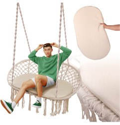 Pakabinamas dvigubas krėslas su kutais – ecru spalvos (135cm 240kg)