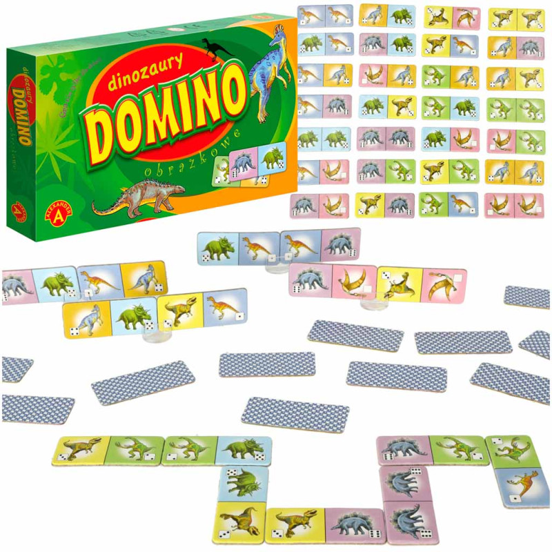ALEXANDER dinozaurų domino edukacinis žaidimas 4+ ALEXANDER dinozaurų domino edukacinis žaidimas 4+