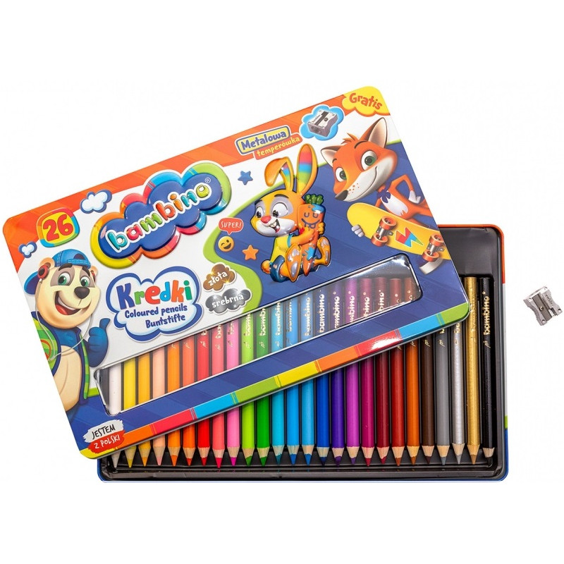 BAMBINO kreidelės metalinėje dėžutėje BAMBINO kreidelės metalinėje dėžutėje
