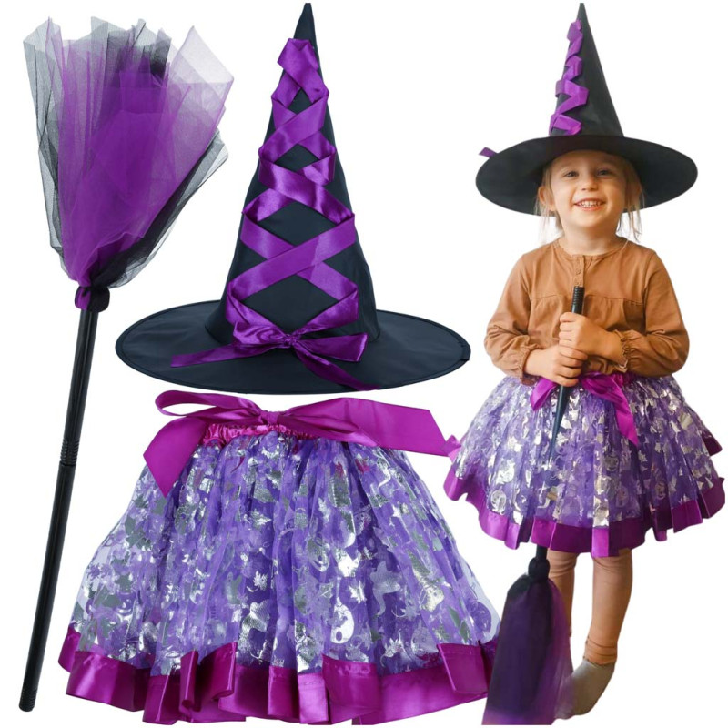 Raganos raganos kostiumas 3 dalių violetinis Raganos raganos kostiumas 3 dalių violetinis
