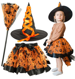 Raganos kostiumas 3 dalių oranžinis
