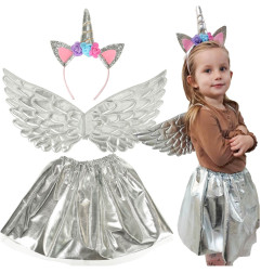 Vienaragio kostiumas + sijonas + galvos juosta sidabrinė