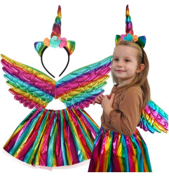 Vienaragio kostiumas + sijonas + galvos juosta daugiaspalvė