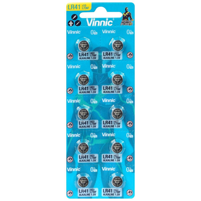 "Vinnic" mygtukinė baterija LR41 LR736 kaina už 10 vnt. "Vinnic" mygtukinė baterija LR41 LR736 kaina už 10 vnt.