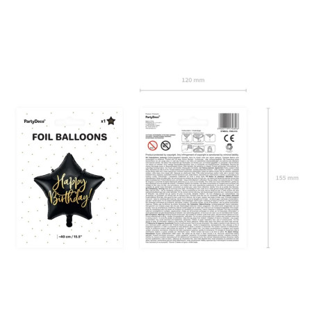 folijos balionas žvaigždė 40cm juodas