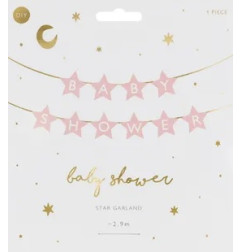 Kūdikio sutikimo šventės "Baby shower" rožinės spalvos dekoracijos 290 cm x 16,5 cm