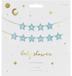 Kūdikio sutikimo šventės "Baby shower" dekoracijos šviesiai mėlynos 290 cm x 16,5 cm