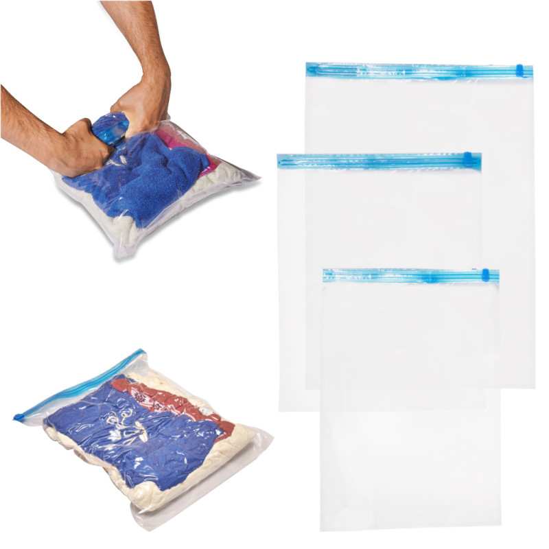 Vakuuminiai ritininiai maišeliai drabužiams 9 vnt. 3 dydžiai 35x50cm, 40x50cm, 50x70cm Vakuuminiai ritininiai maišeliai drabužiams 9 vnt. 3 dydžiai 35x50cm, 40x50cm, 50x70cm