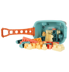 Konstruktorius blokai vežimėlyje su dangčiu 32 detalės