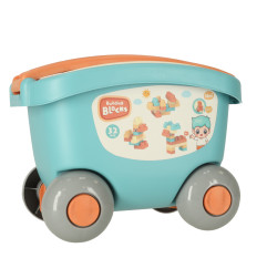 Konstruktorius blokai vežimėlyje su dangčiu 32 detalės