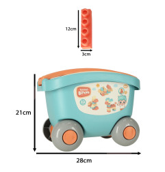 Konstruktorius blokai vežimėlyje su dangčiu 32 detalės