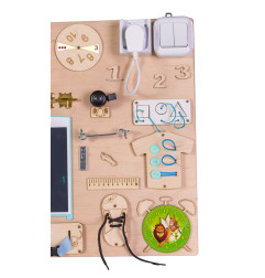 Medinė sensorinė montessori manipuliavimo lenta 75x50 cm