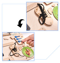 Medinė sensorinė montessori manipuliavimo lenta 75x50 cm