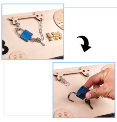 Medinė sensorinė montessori manipuliavimo lenta 75x50 cm