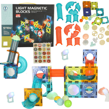 3D Šviečiančios magnetinės kaladėlės/blokeliai 49 elementai