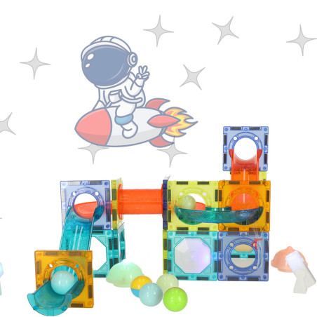 3D Šviečiančios magnetinės kaladėlės/blokeliai 49 elementai