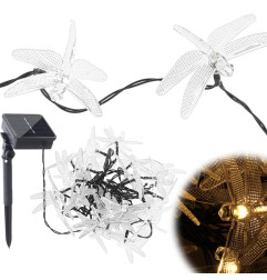 Saulės Dragonfly sodo žibintai 6,5 m 30LED šiltai balta