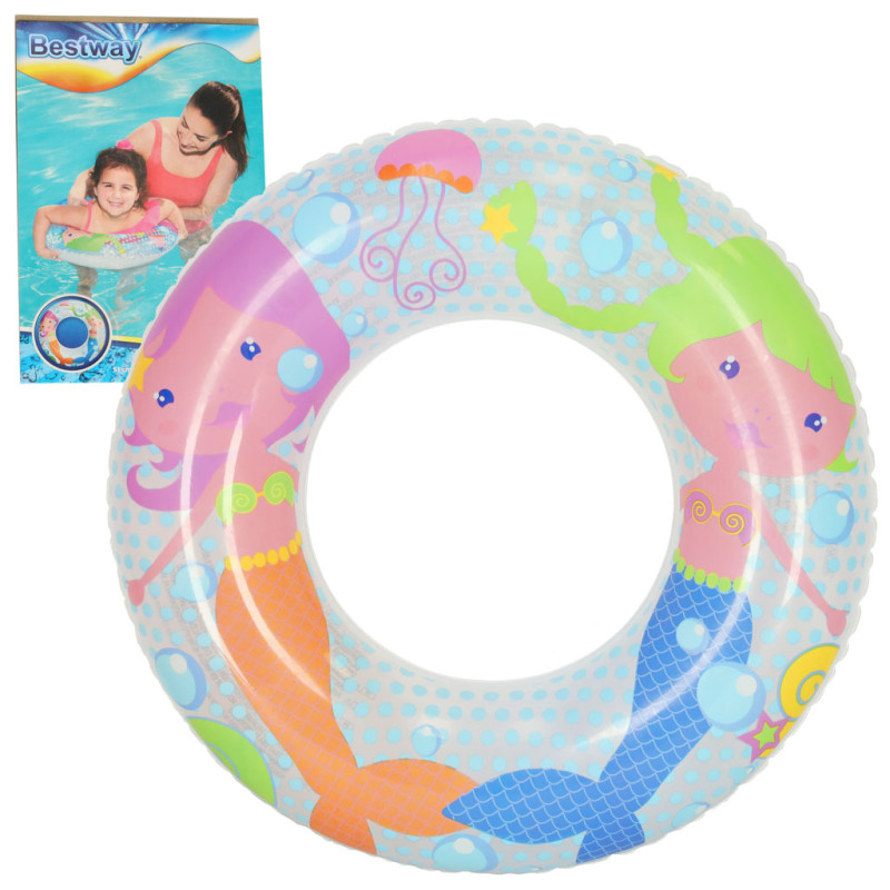 BESTWAY 36113 Pripučiamas ratas 51cm undinėlės BESTWAY 36113 Pripučiamas ratas 51cm undinėlės