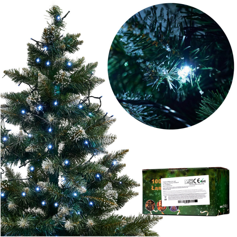LED žibintai šviesos grandinė 10m 100LED šaltai balta LED žibintai šviesos grandinė 10m 100LED šaltai balta