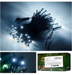 LED kalėdinės eglutės lemputės 10m 100LED šaltai balta