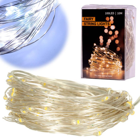 LED dekoratyvinės lemputės 10m 100LED šaltai balta