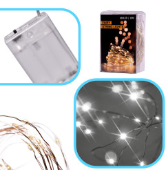 LED šventinis lempučių apšvietimas 5m 50LED šaltai balta