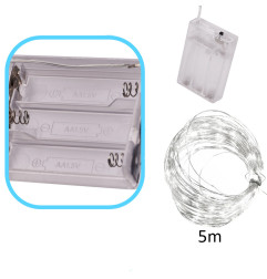 LED šventinis lempučių apšvietimas 5m 50LED šaltai balta