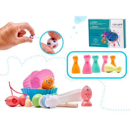 Šeimos žaidimas žuvis vikšras žvejyba montessori