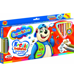 BAMBINO Mediniai pieštukai mediniame rėmelyje 24 spalvos + drožtukas