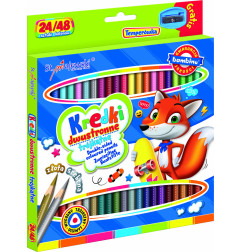 BAMBINO Dvipusiai trikampiai mokykliniai pieštukai 24/48 spalvų + galąstuvas