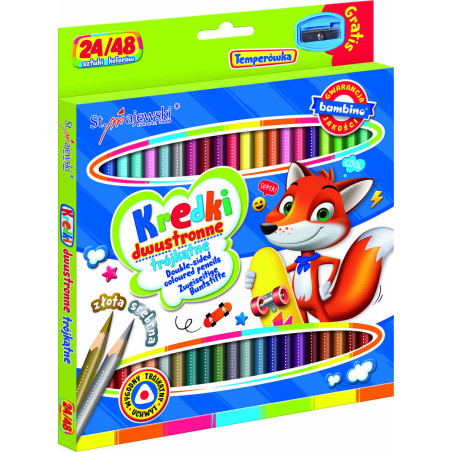 BAMBINO Dvipusiai mokykliniai pieštukai 24/48 spalvų + drožtukas