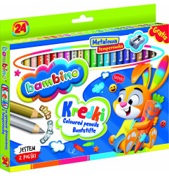 BAMBINO Pieštukai mediniame rėmelyje 24 spalvos + drožtukas