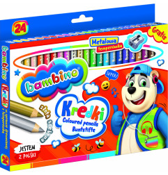 BAMBINO Pieštukai mediniame rėmelyje 24 spalvos + drožtukas