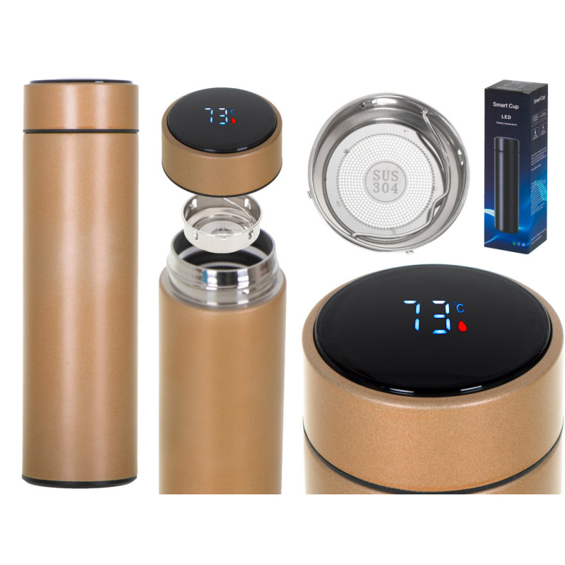 "Thermos" puodelis smart LED 500ml auksinis "Thermos" puodelis smart LED 500ml auksinis
