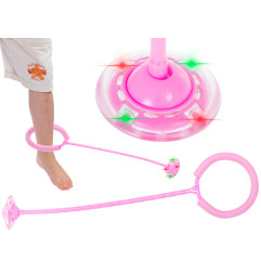 Hula hop kojų šokinėjimo kamuolys šviečiantis LED rožinės spalvos