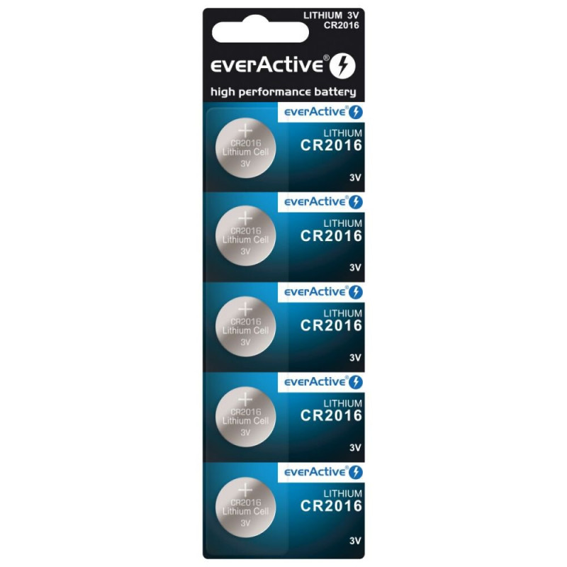 Baterijos everActive CR2016 5vnt. Baterijos everActive CR2016 5vnt.