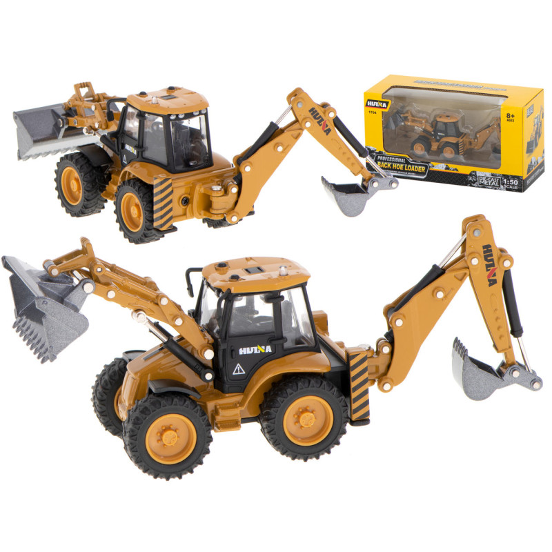 Ekskavatorius-krautuvas buldozeris su kaušu Metalinis liejimo modelis H-toys 1704 1:50 Ekskavatorius-krautuvas buldozeris su kaušu Metalinis liejimo modelis H-toys 1704 1:50